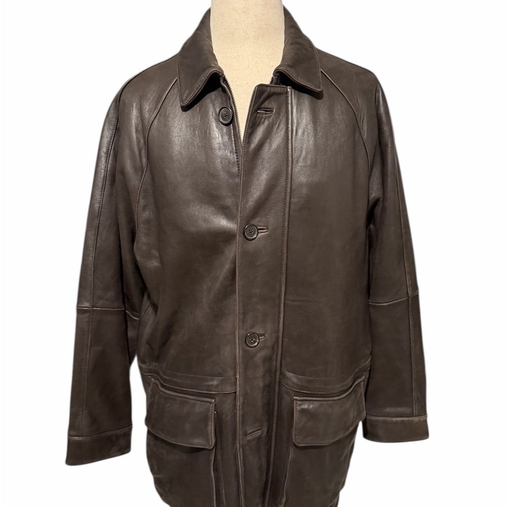 Mens Vintage Brown Leather Chore Jacket  Marc size Large